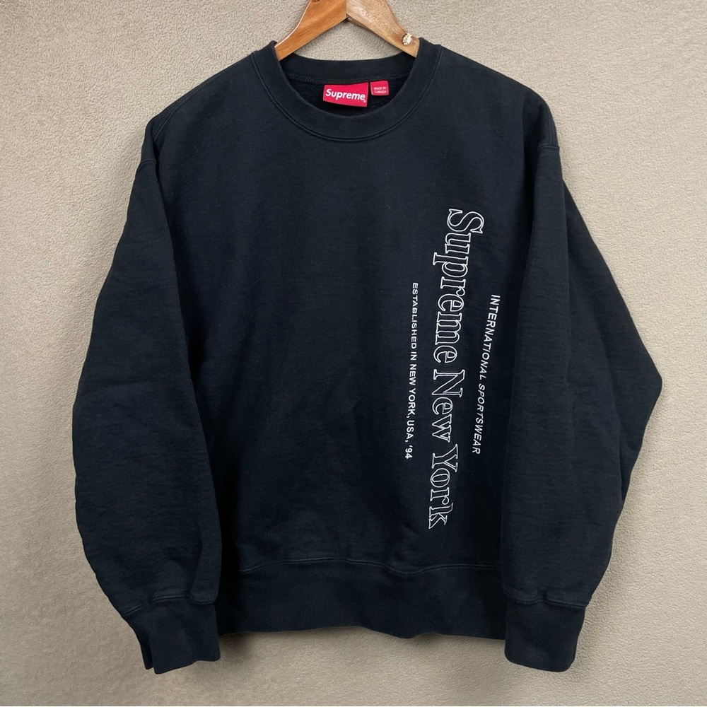 Supreme New York Side Logo Hoodie White on Black - Size Large